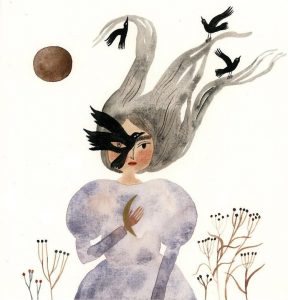 دختری با موهای پریشان نماذ ترسی از جادو